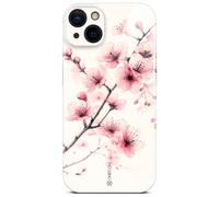 ONEFLOW Coque de protection fine pour iPhone 15, aspect floral, avec protection de l'appareil photo, motif floral, rose et blanc