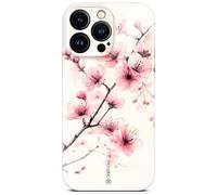 ONEFLOW Coque de protection fine pour iPhone 15 Pro, aspect floral, avec protection de l'appareil photo, motif floral, rose et blanc