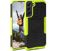 ONEFLOW Coque de protection pour réservoir compatible avec Samsung Galaxy S22 Plus - Pour l'extérieur - Anti-chocs - Avec support, protection pour appareil photo et écran - Vert citron