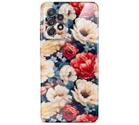 ONEFLOW Coque de protection pour Samsung Galaxy A52/A52s 5G - Aspect floral - Avec protection de l'appareil photo - Fine - Motif floral - Blanc rouge
