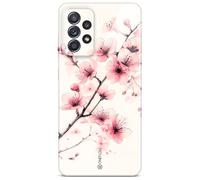 ONEFLOW Coque de protection pour Samsung Galaxy A52/A52s 5G - Aspect floral - Avec protection de l'appareil photo - Coque fine - Motif floral - Rose et blanc
