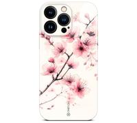 ONEFLOW Coque de protection rigide fine pour iPhone 15 Pro Max, aspect floral, avec protection de l'appareil photo, motif floral rose et blanc