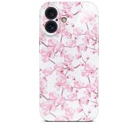 ONEFLOW Coque de protection rigide fine pour iPhone 16, aspect floral, avec protection de l'appareil photo, motif floral, fleurs de cerisier