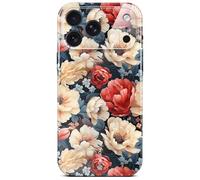 ONEFLOW Coque de protection rigide fine pour iPhone 17 Pro Max, aspect floral, avec protection de l'appareil photo, motif floral, blanc/rouge