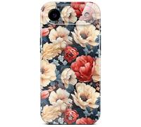 ONEFLOW Coque de protection rigide fine pour iPhone Air, aspect floral, avec protection de l'appareil photo, motif floral, blanc/rouge