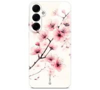 ONEFLOW Coque de protection rigide fine pour Samsung Galaxy A35 5G, motif floral, avec protection de l'appareil photo, motif floral, rose et blanc