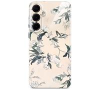 ONEFLOW Coque de protection rigide fine pour Samsung Galaxy A35 5G, motif floral, beige crème