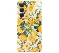 ONEFLOW Coque de protection rigide fine pour Samsung Galaxy A54 5G, motif floral, avec protection de l'appareil photo, motif floral, jaune/vert
