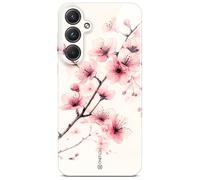 ONEFLOW Coque de protection rigide fine pour Samsung Galaxy A55 5G, motif floral, avec protection de l'appareil photo, motif floral, rose et blanc