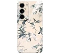 ONEFLOW Coque de protection rigide fine pour Samsung Galaxy S23, aspect floral, avec protection de l'appareil photo, beige crème
