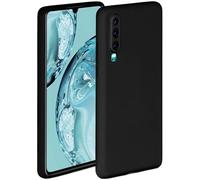 ONEFLOW Coque souple compatible avec Huawei P30, coque en silicone, bord surélevé pour la protection d'écran, double couche, coque souple pour téléphone - Onyx-Noir mat