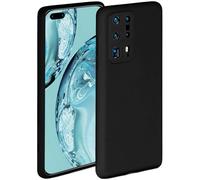 ONEFLOW Coque Souple Compatible avec Huawei P40 Pro Plus, Coque en Silicone, Bord surélevé pour la Protection d'écran, Double Couche, Coque Souple pour téléphone - Onyx-Noir Mat