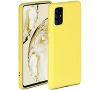 ONEFLOW Coque souple compatible avec Samsung Galaxy A51, coque en silicone, bord surélevé pour la protection d'écran, double couche, coque souple pour téléphone - Jaune mat