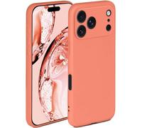 ONEFLOW Coque souple pour iPhone 17 Pro, en silicone avec protection de l'appareil photo, en silicone avec protection surélevée pour l'écran, coque arrière souple, corail
