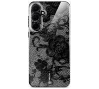 ONEFLOW Coque Splash pour Samsung Galaxy A35 5G avec motif design, Coque de protection pour téléphone avec protection de caméra, Coque rigide imprimée fine, Floral dentelle Noir