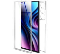 ONEFLOW Coque tactile pour Samsung Galaxy S23 Ultra - Protection complète à 360 ° des deux côtés - Avec film de protection d'écran - En TPU transparent - Résistant aux chocs - Transparent