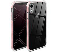 ONEFLOW Cushion Coque pour Apple iPhone XR - Coque transparente en silicone avec protection 3D pour appareil photo, coque de protection d'écran surélevée bord transparent - Rose