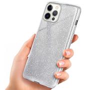 OneFlow Étui à Paillettes Compatible avec Apple iPhone 12 Pro Max Max, Coque à Paillettes Antichoc, Coque de téléphone Strass Diamant, étui à Paillettes Scintillantes - Sparkle - Argent