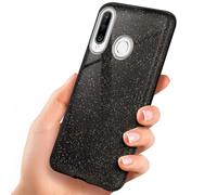 OneFlow Étui à Paillettes Compatible avec Huawei P30 Lite/P30 Lite New Max, Coque à Paillettes Antichoc, Coque de téléphone Strass Diamant, étui à Paillettes Scintillantes - Glamour - Noir