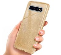 OneFlow Étui à Paillettes Compatible avec Samsung Galaxy S10 Plus Max, Coque à Paillettes Antichoc, Coque de téléphone Strass Diamant, étui à Paillettes Scintillantes - Brillance - Or