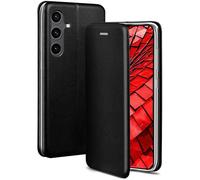 ONEFLOW Étui de protection à rabat fin en cuir synthétique pour Samsung Galaxy S24 FE, avec fonction support, avec compartiment pour cartes, étui de protection à 360 °, noir