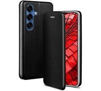 ONEFLOW Étui de protection à rabat fin en cuir synthétique pour Samsung Galaxy S25 avec fonction support - Avec compartiment pour cartes - Étui de protection à 360 ° - Noir
