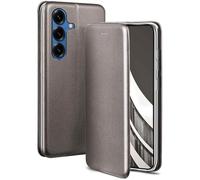 ONEFLOW Étui de protection à rabat fin en cuir synthétique pour Samsung Galaxy S25 avec fonction support - Avec compartiment pour cartes - Étui de protection à 360 ° - Taupe