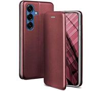 ONEFLOW Étui de protection à rabat fin en cuir synthétique pour Samsung Galaxy S25 avec fonction support - Avec compartiment pour cartes - Bordeaux