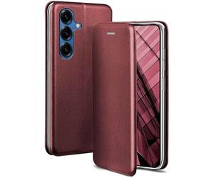 ONEFLOW Étui de protection à rabat fin en cuir synthétique pour Samsung Galaxy S25 avec fonction support - Avec compartiment pour cartes - Bordeaux