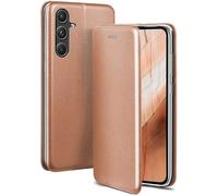 ONEFLOW Étui de protection à rabat pour Samsung Galaxy A55 5G avec fonction support - En cuir synthétique fin - Avec compartiment pour cartes - Étui de protection à 360 ° - Or rose