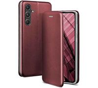 ONEFLOW Étui de protection à rabat pour Samsung Galaxy A55 5G avec fonction support - En cuir synthétique fin - Avec compartiment pour cartes - Étui de protection à 360 ° - Bordeaux