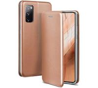 ONEFLOW Étui de protection à rabat pour Samsung Galaxy S20 FE/FE 5G avec fonction support - En cuir synthétique fin - Avec compartiment pour cartes - Étui de protection à 360 ° - Or rose