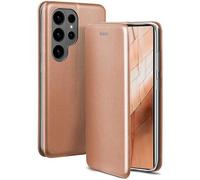 ONEFLOW Étui de protection à rabat pour Samsung Galaxy S26 Ultra avec fonction support - En cuir synthétique fin - Avec compartiment pour cartes - Étui de protection à 360 ° - Or rose