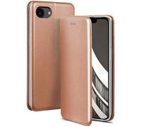 ONEFLOW Étui de protection à rabat professionnel pour iPhone 16e, en cuir synthétique, fin, avec fonction support, avec compartiment pour cartes, étui de protection à 360 °, or rose