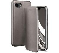 ONEFLOW Étui de protection à rabat professionnel pour iPhone 16e, en cuir synthétique, fin, avec fonction support, avec compartiment pour cartes, étui de protection à 360 °, taupe
