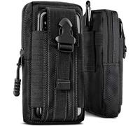 ONEFLOW Étui de survie compatible avec Apple iPhone 12 Pro Max - Sac banane en nylon avec mousqueton, pochette tactique EDC avec support de ceinture, coque extérieure - Noir