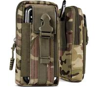 ONEFLOW Étui de survie compatible avec Samsung Galaxy A51 - Sac banane en nylon avec mousqueton, étui tactique EDC avec support ceinture, coque extérieure - Vert camo