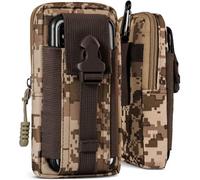 ONEFLOW Étui de survie pour Nothing Phone (3) Étui de ceinture en nylon avec mousqueton - Sac tactique EDC avec support de ceinture - Étui pour téléphone portable d'extérieur - Marron camouflage
