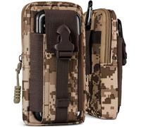 ONEFLOW Étui de survie pour Nothing Phone (3a) Étui de ceinture en nylon avec mousqueton - Pochette tactique EDC avec support de ceinture - Étui pour téléphone portable d'extérieur - Marron camouflage