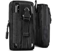 ONEFLOW Étui de survie pour téléphone portable Doogee Fire 3 Pro/3 Ultra - En nylon - Avec mousqueton - Tactique EDC - Avec support de ceinture - Étui pour téléphone portable d'extérieur - Noir