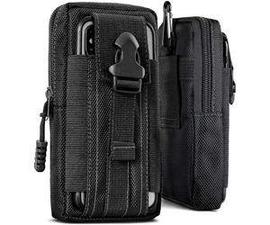 ONEFLOW Étui de survie pour téléphone portable Fairphone 4 - En nylon - Avec mousqueton - Tactique EDC - Avec support de ceinture - Pour l'extérieur - Noir