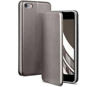 OneFlow Étui de téléphone Compatible avec iPhone 6s / iPhone 6 - étui pour téléphone Portable avec Fente pour Carte, étui à Rabat Aspect Cuir avec Bumper en Silicone, Gris