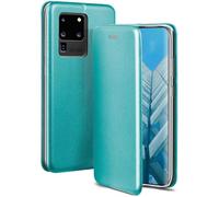 OneFlow Étui de téléphone Compatible avec Samsung Galaxy S20 Ultra / 5G - étui pour téléphone Portable avec Fente pour Carte, étui à Rabat Aspect Cuir avec Bumper en Silicone, Bleu