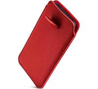 ONEFLOW Étui fin, avec fonction d'extraction, compatible avec Motorola Moto G84 5G, doublure intérieure en microfibre de qualité supérieure + languette de traction robuste, rouge foncé