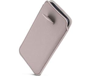 ONEFLOW Étui fin avec languette d'extraction compatible avec Motorola Edge 40 | Doublure intérieure en microfibre de qualité supérieure + languette de traction robuste Gris clair