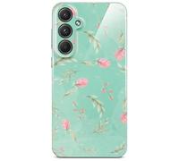 ONEFLOW Housse fleurs pour Samsung Galaxy A55 5G Coque à motif floral, étui de protection pour téléphone avec protection de caméra, étui rigide mince à motif floral, vert menthe