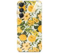 ONEFLOW Housse fleurs pour Samsung Galaxy A55 5G, coque avec motif floral, étui de protection pour téléphone avec protection de caméra, coque rigide fine à motif floral, Jaune Vert