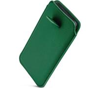 ONEFLOW Liberty Case Étui de protection en cuir synthétique, avec languette d'extraction, pour téléphone portable iPhone 14 Pro, vert