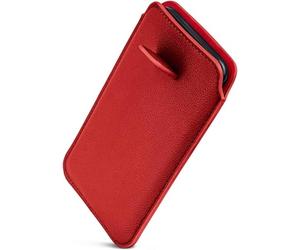 ONEFLOW Liberty Case Étui de protection en cuir synthétique, avec languette d'extraction, pour téléphone portable iPhone 16 Pro, rouge