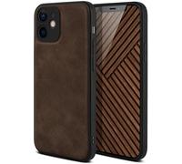 ONEFLOW Pali Case Coque Étui de protection en cuir végétalien ultra fin pour Apple iPhone 12 avec protection d'appareil photo Marron foncé